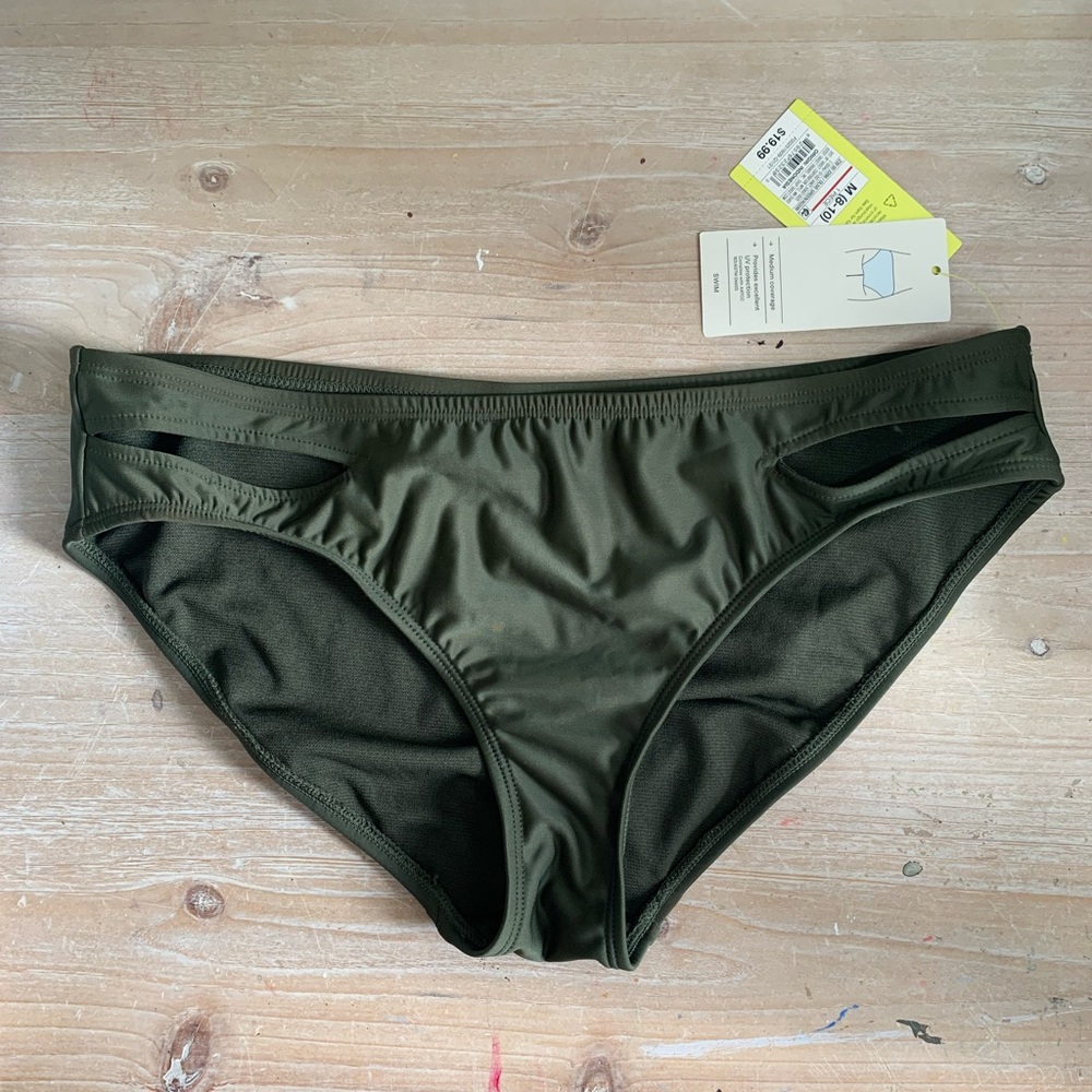 Olive Green Size Medium Swim Suit (Bikini) Bottoms: All in Motion
